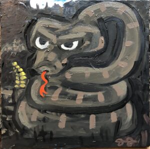 Seated Snake, 2019, Oil on Canvas, 10 x 10 in